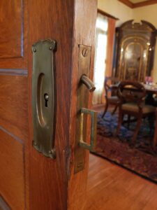 Kell-house-dining-room-pocket-door-hardware-lock